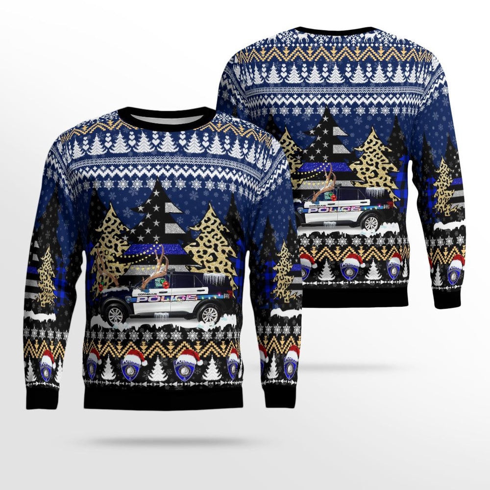 Cornelius Police Department Christmas AOP Ugly Sweater Xmas Unisex Sweater Christmas Gifts For Men Women