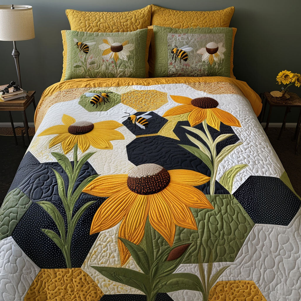 Cornflower Cascade Quilted Bedding Set Bedroom Decorations Best Bee Gifts For Women