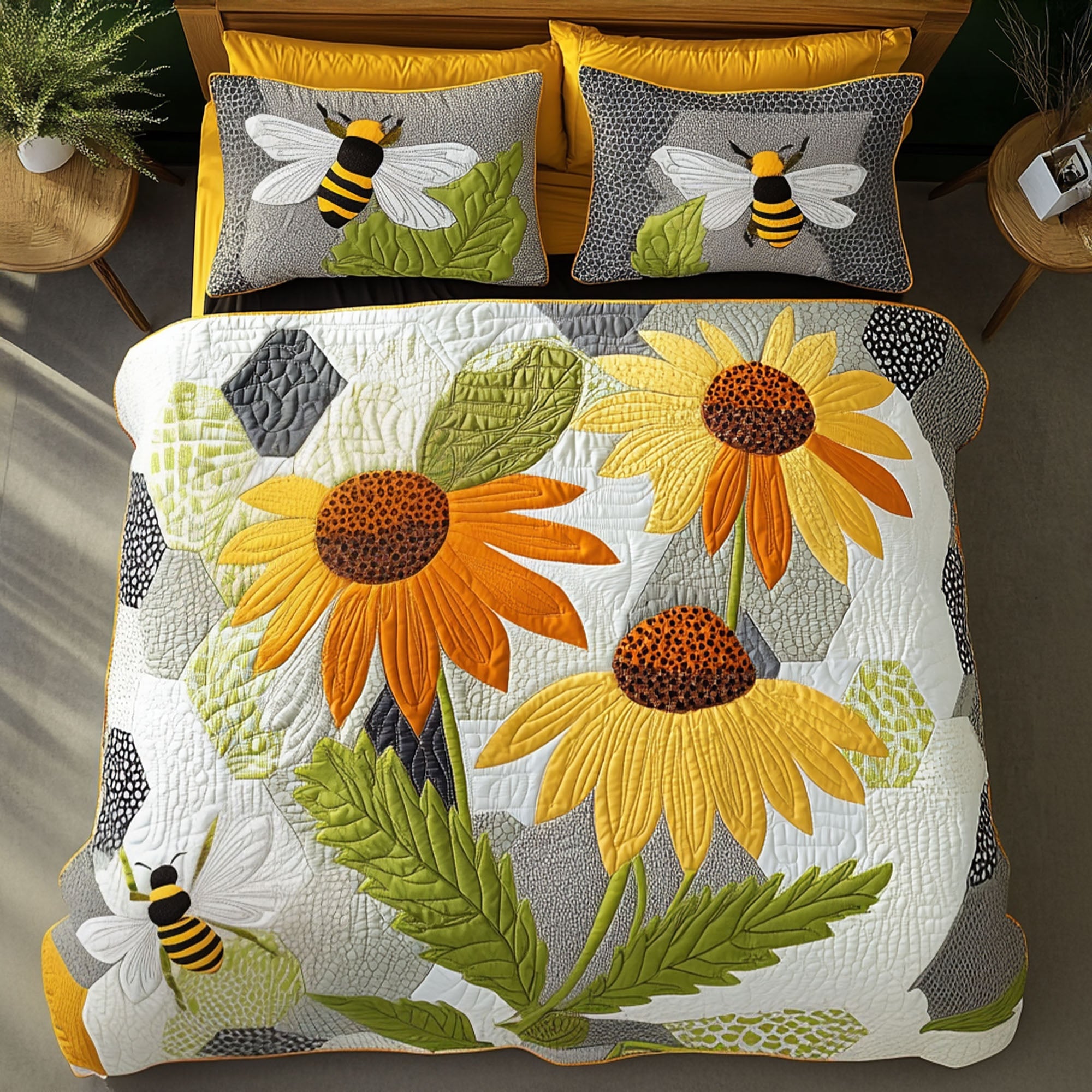Cornflower Serenity Quilted Bedding Set Bed Decorations Unique Bee Gifts