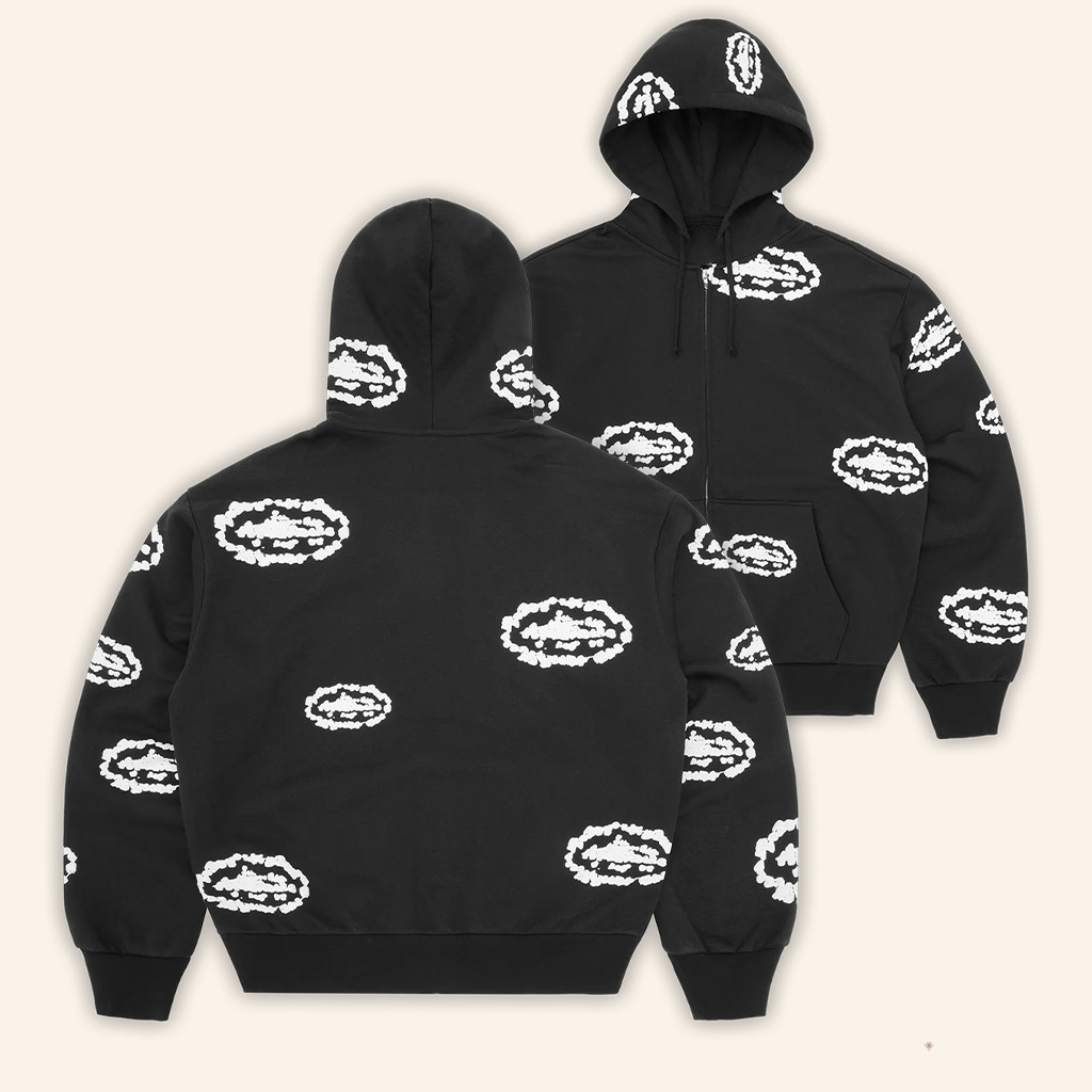 Corteiz CRTZ RTW Merch Island Wreath Black Zip Hoodie Present For Husband