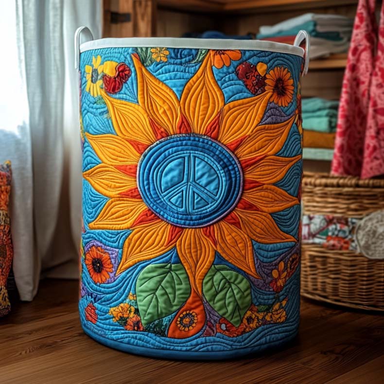 Cosmic Bloom Quilted Laundry Basket Everyday Merch Choice
