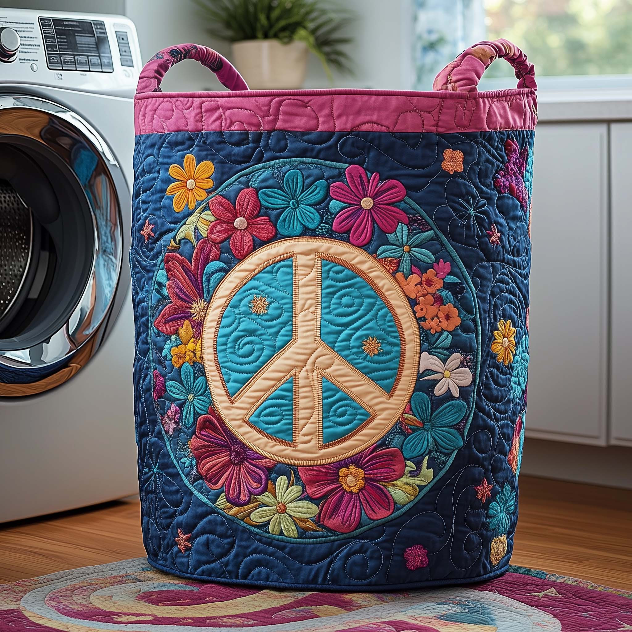 Cosmic Bloom Quilted Laundry Basket Laundry Room Decor Presents For Grandma