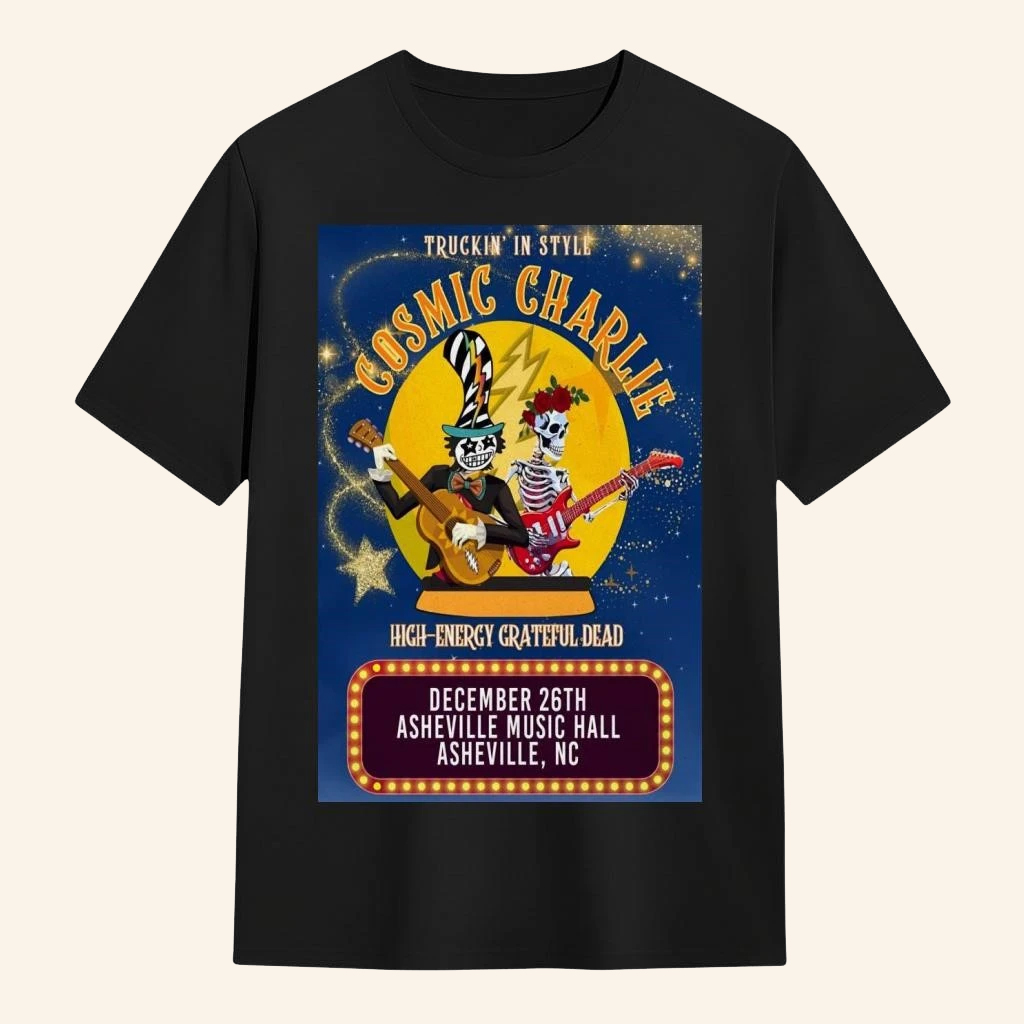 Cosmic Charlie Dec 26 2025 Asheville Music Hall In Asheville NC Skeletons T-Shirt Fan Merch