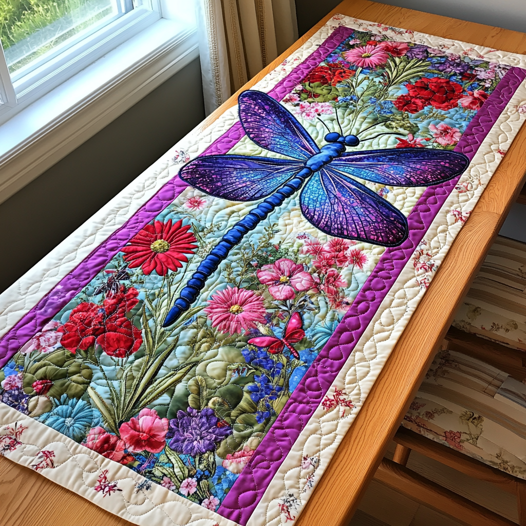 Cosmic Dragonfly Quilted Table Runner Dining Table Ideas Dragonfly Gifts For Girl