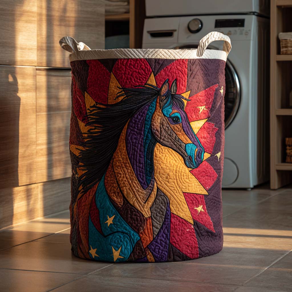 Cosmic Flame Quilted Laundry Basket Modern Quilted Laundry Basket Gift for Stylish Homes