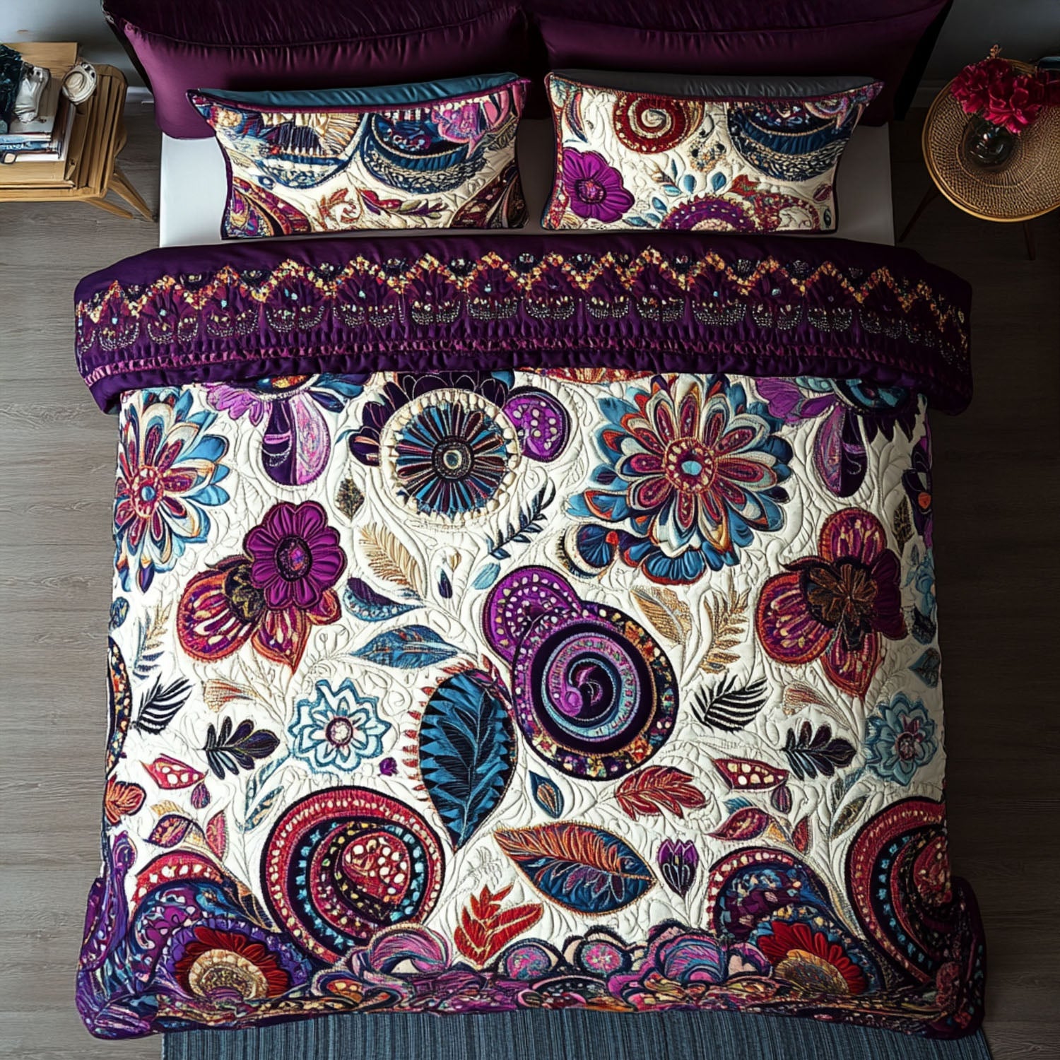 Cosmic Flow Quilted Bedding Set Bedroom Boho Decor Christmas Gifts For Mum