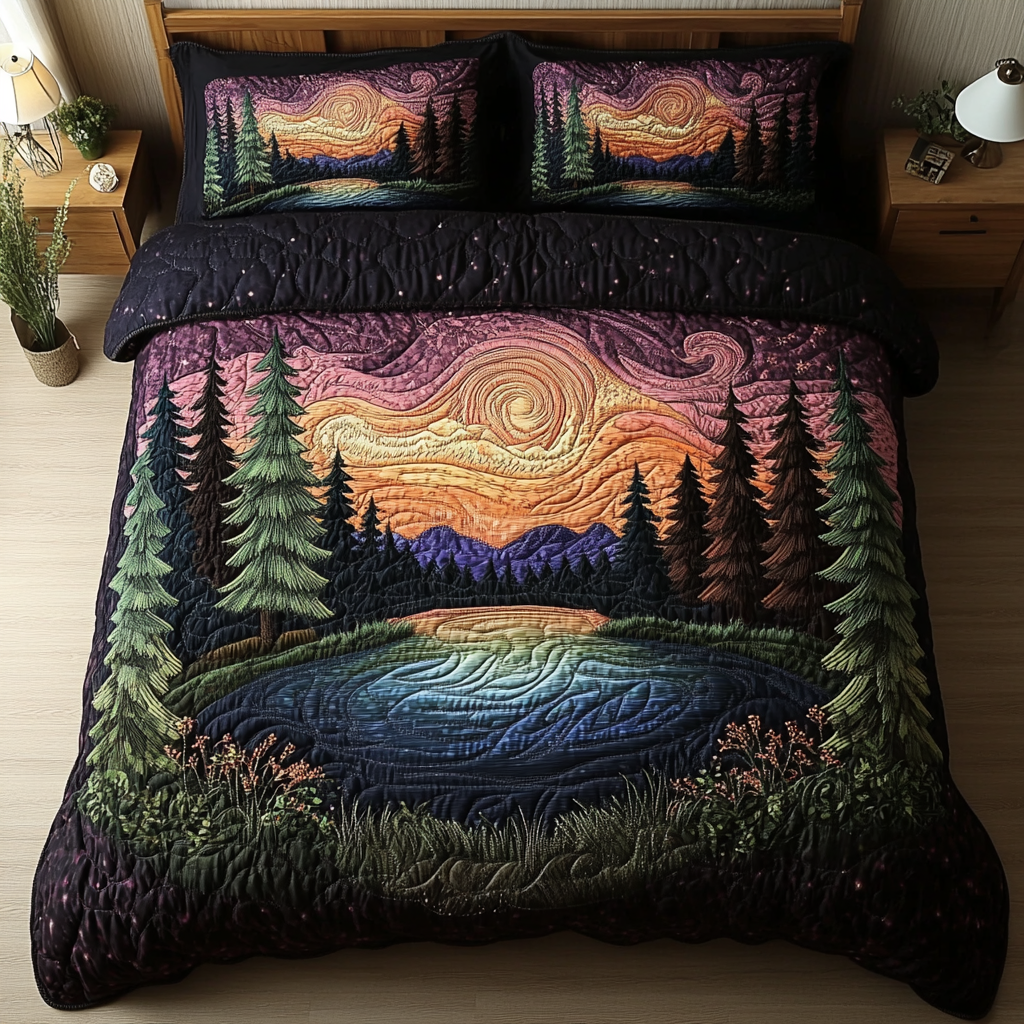 Cosmic Forest Quilted Bedding Set Forest Bedroom Ideas Christmas Present Ideas