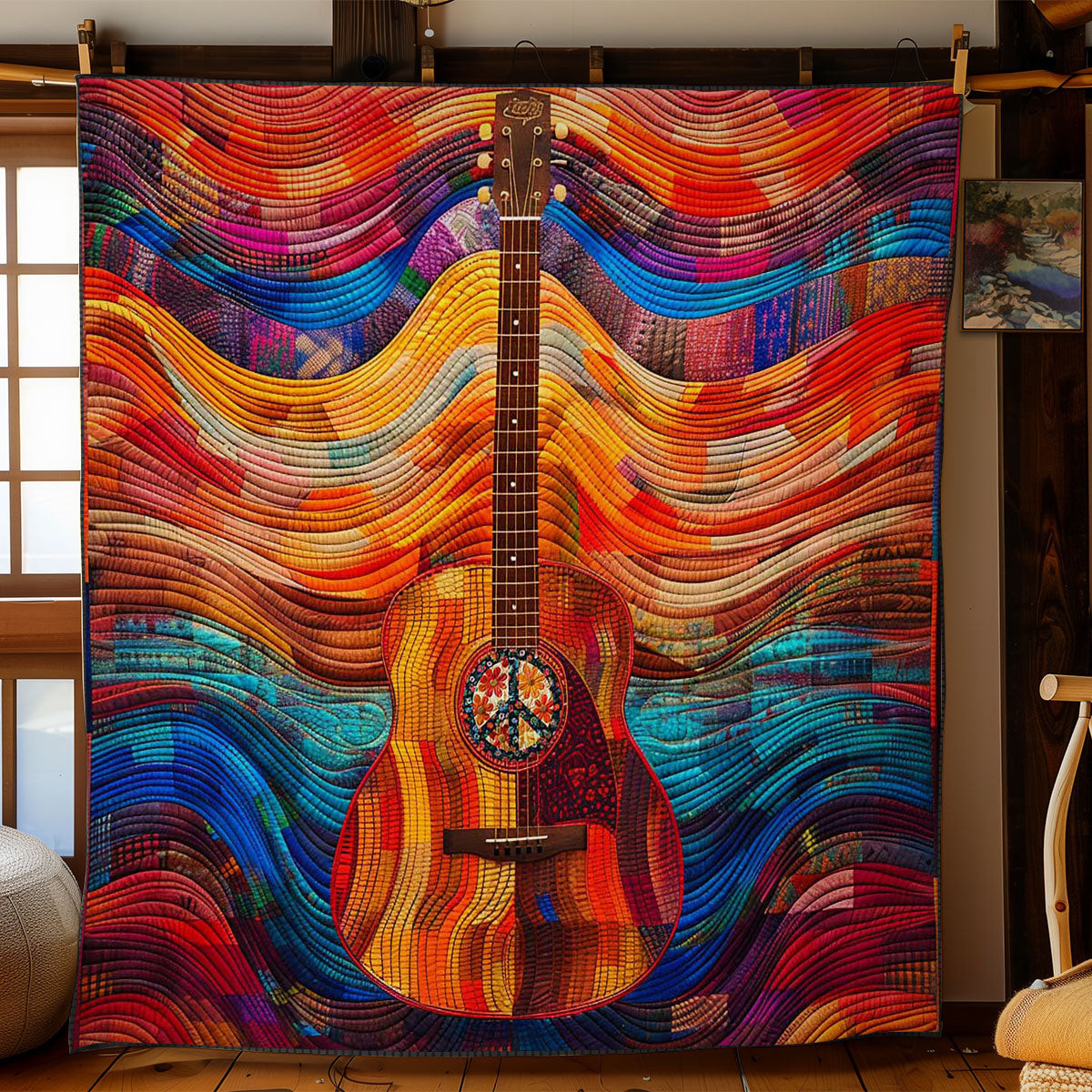 Cosmic Guitar Harmony Holiday Christmas Quilt Blanket Womens Christmas Gift Ideas
