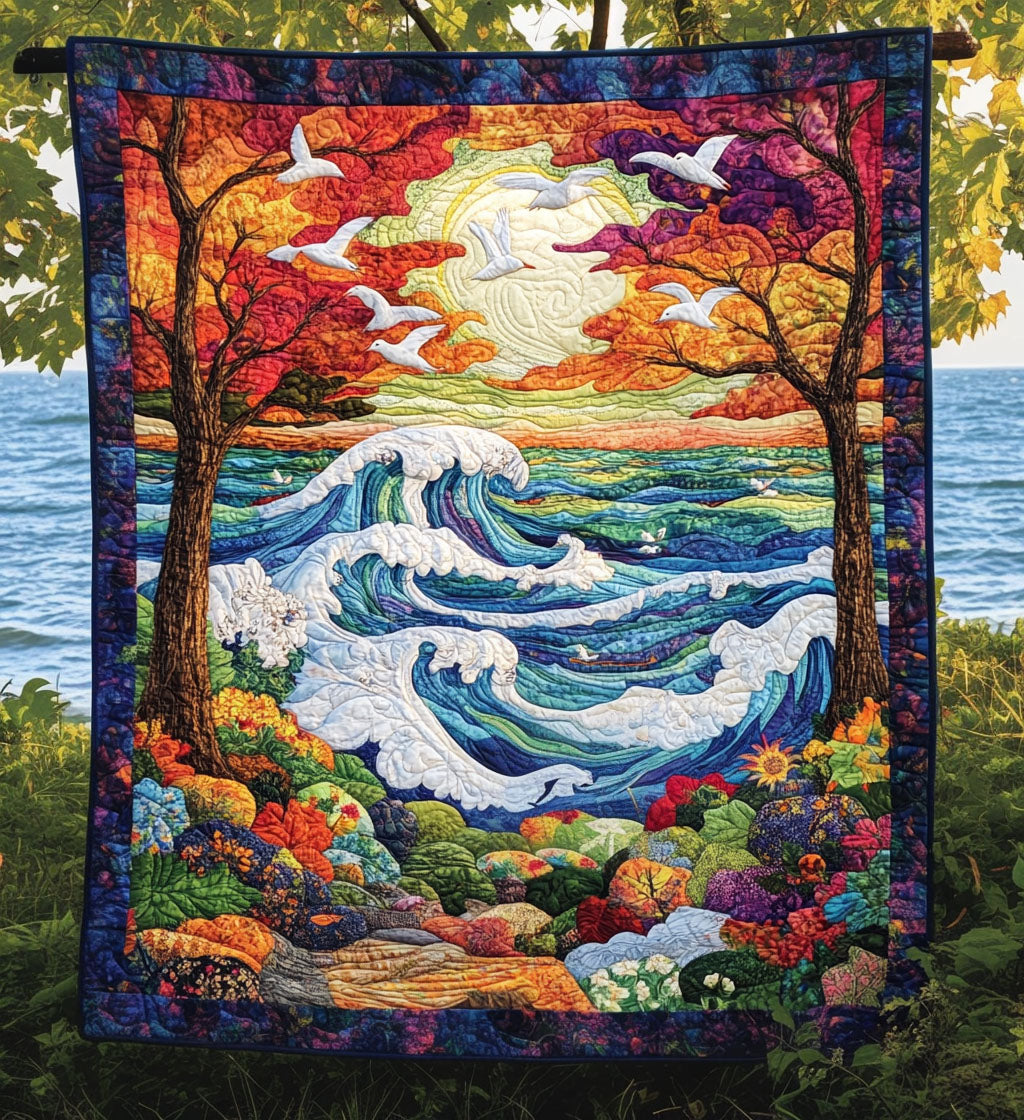 Cosmic Hippie Dreamscape Quilted Blanket Unique Fleece Blankets