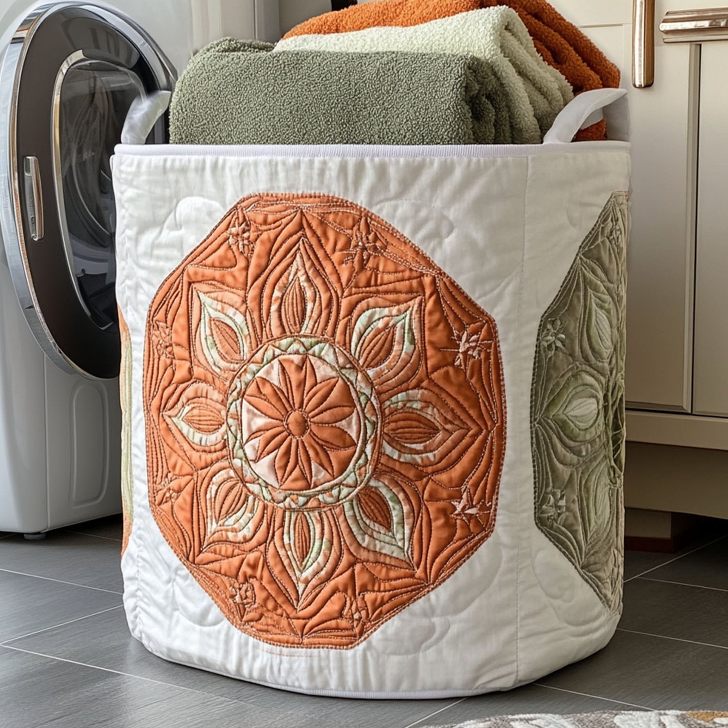 Cosmic Mirror Quilted Laundry Basket Perfect Gift For Apartment Living
