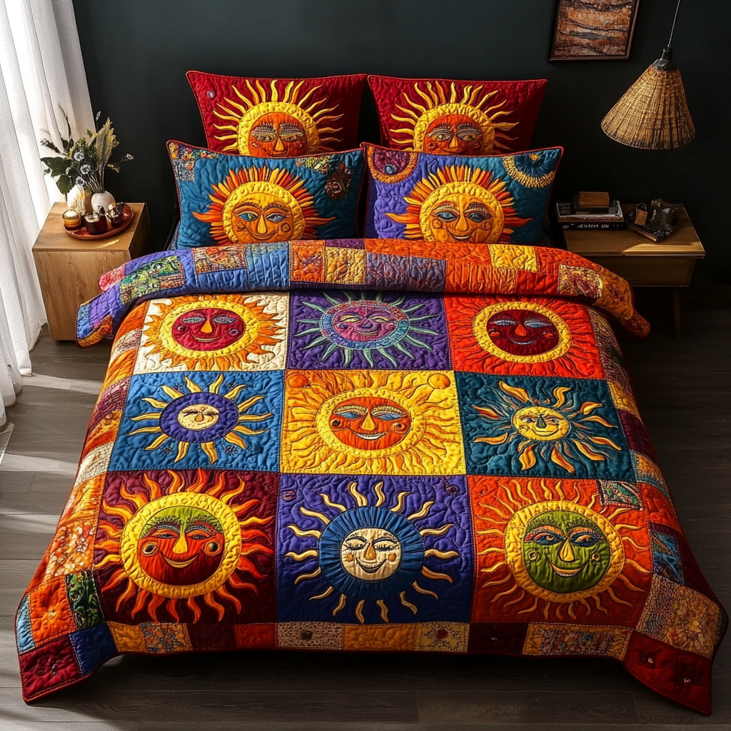 Cosmic Rays Quilted Bedding Set Perfect Bedding Gift Set for Family and Friends