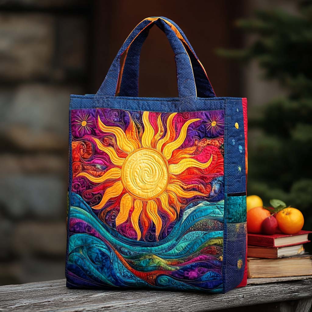 Cosmic Sun Quilted Tote Bag Gifts For Hippie Men