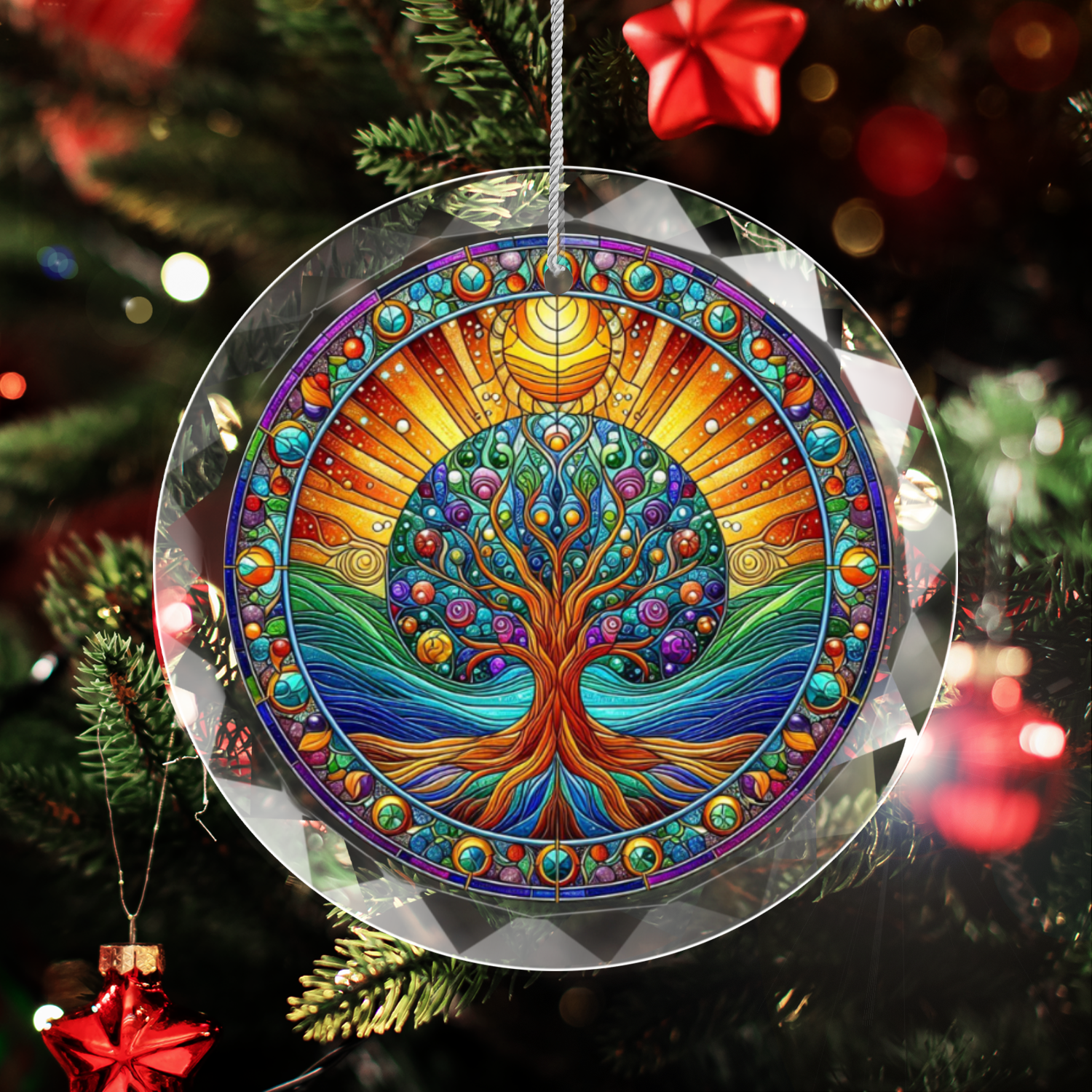 Cosmic Tree Of Life Glass Ornament Present For Family Friends Lovers