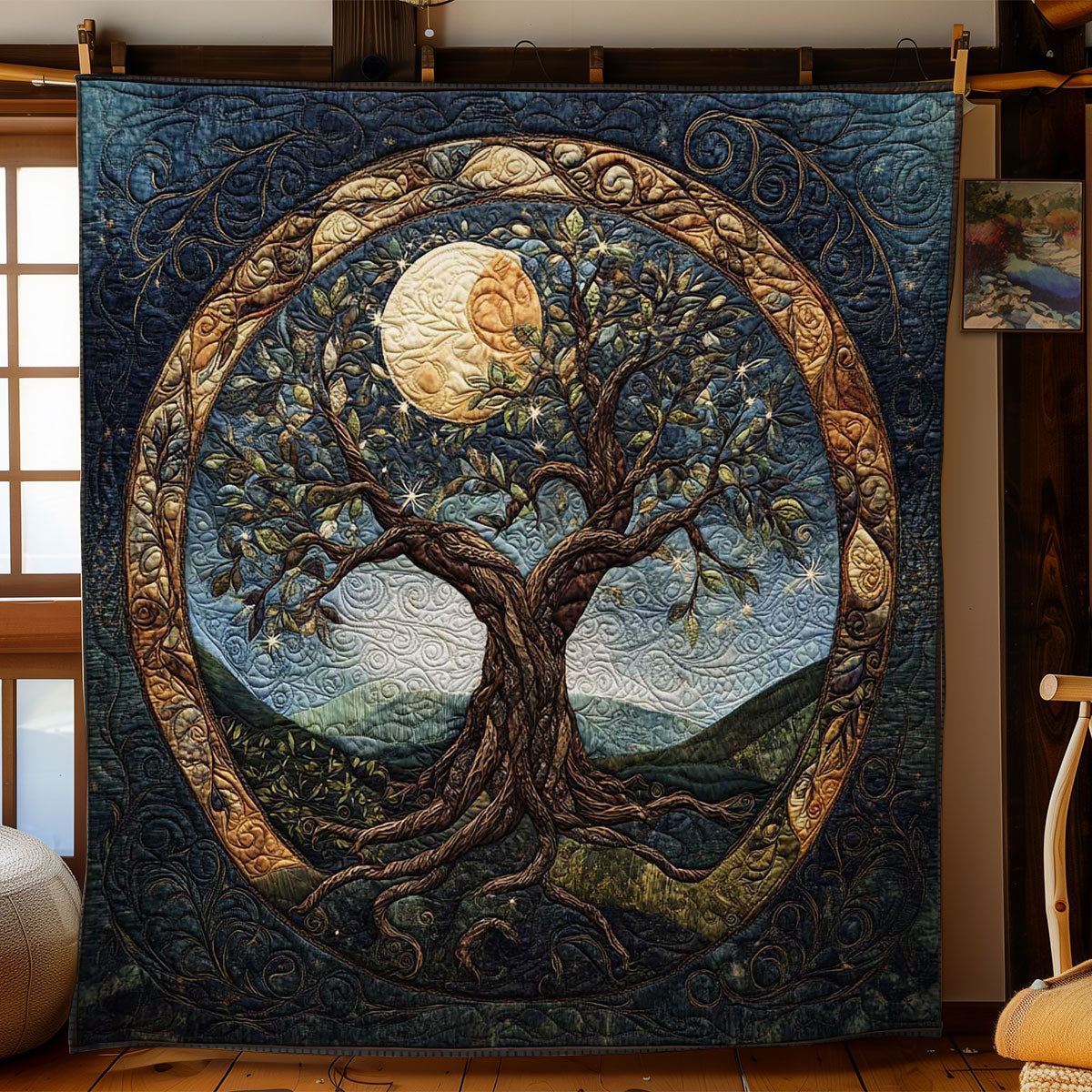 Cosmic Tree Of Life Quilted Blanket Christmas Blanket Best Gifts For New Moms