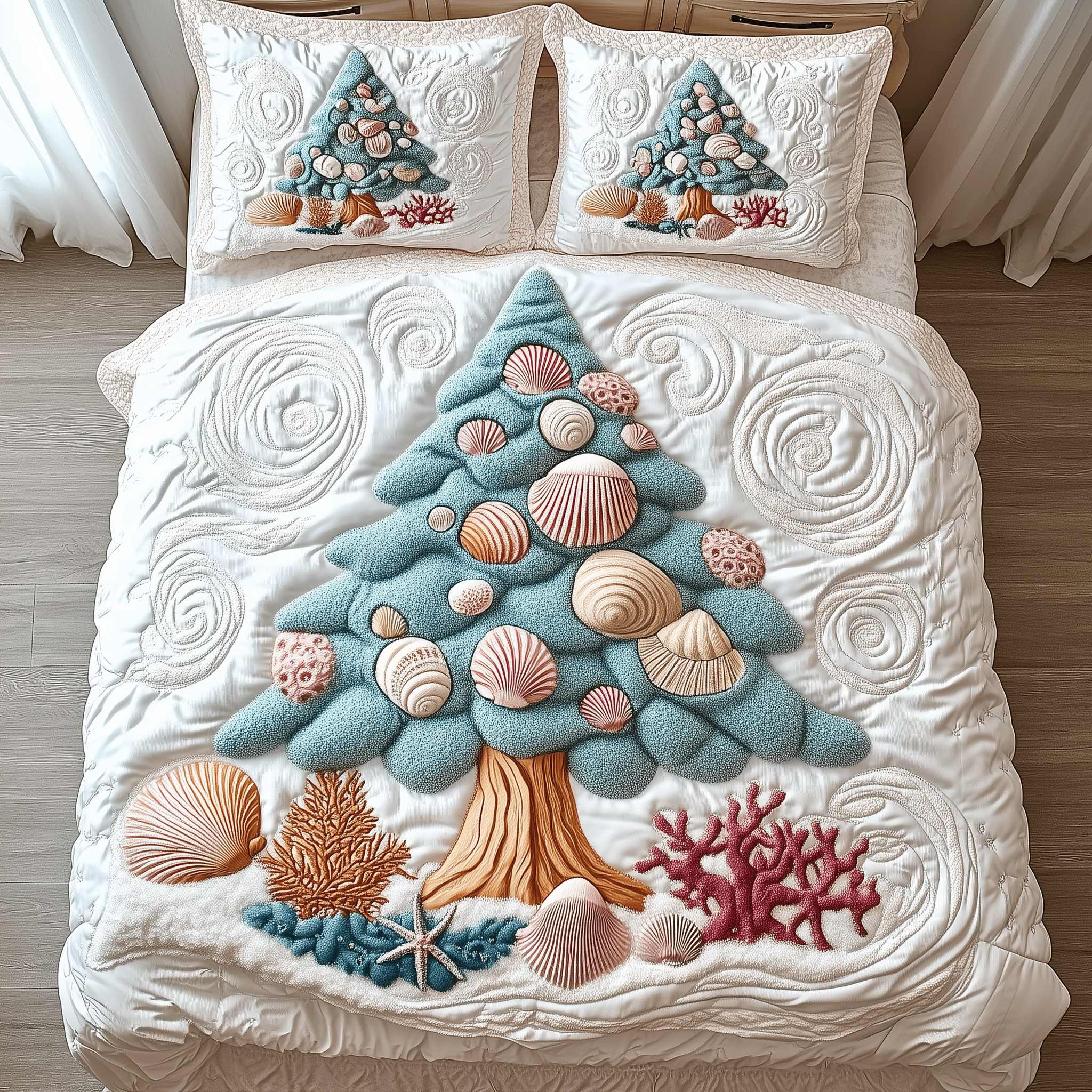 Costal Christmas Tree Quilted Bedding Set Xmas Ideas For Wife