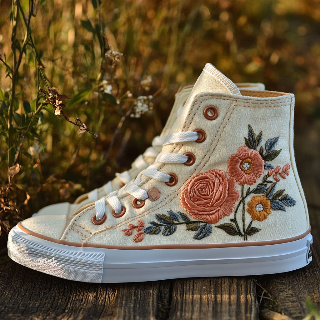 Cottage Bloom Canvas High Tops Festival Merch Outfit