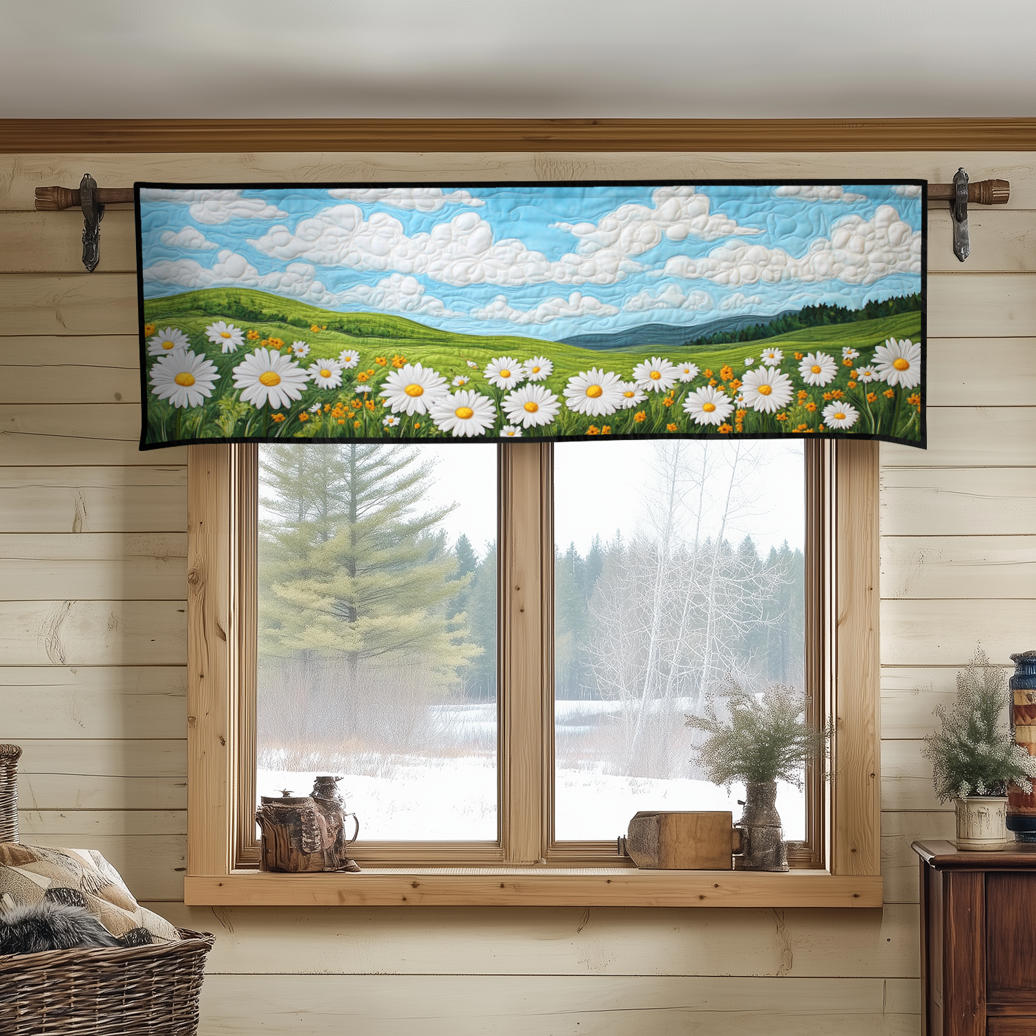 Cottage Bloom Quilted Valance Vintage Quilted Window Valance Grandparent Christmas Presents