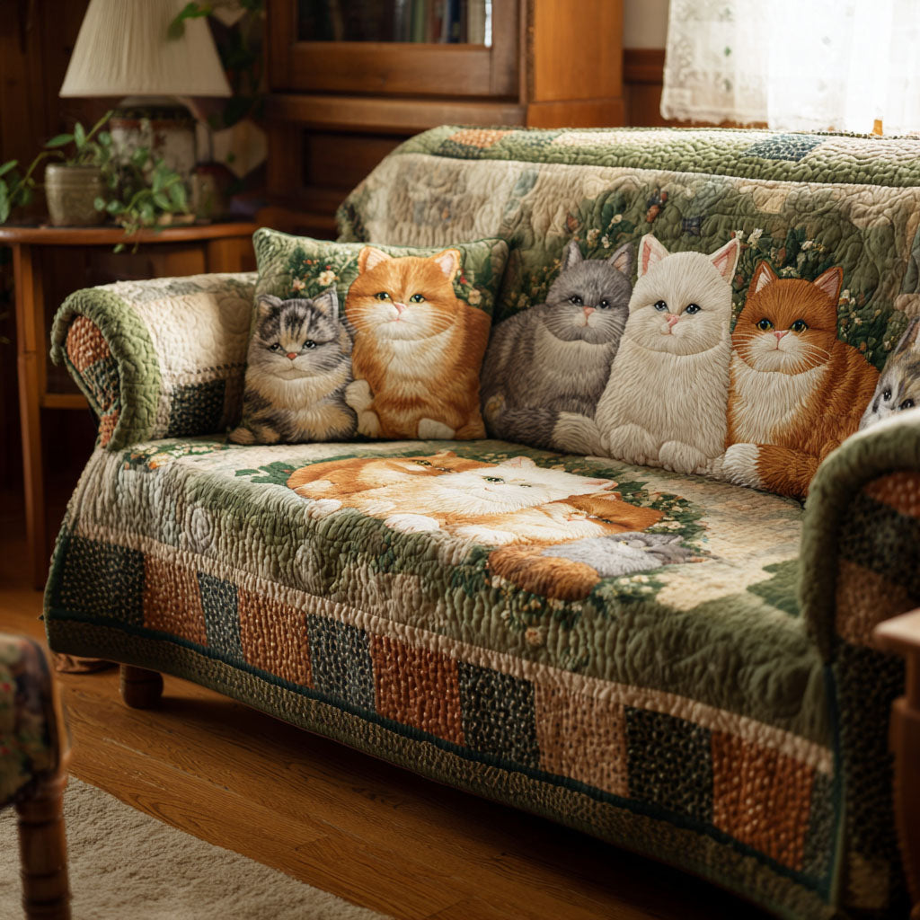 Cottage Companions Quilted Sofa Cover Sofa Chaise Cover Gifts For A Cat Lover