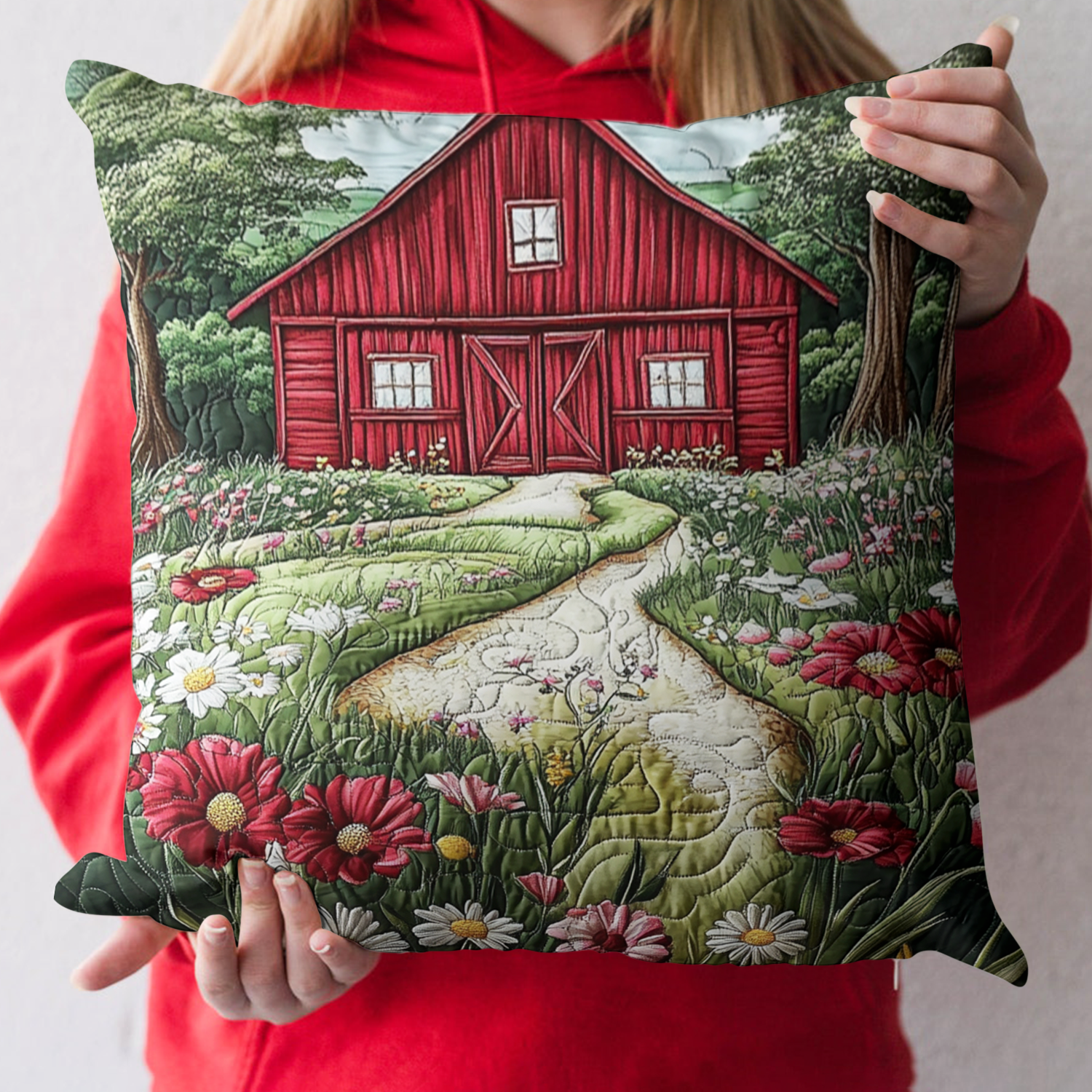 Cottage Dreams Quilted Pillow Case Reindeer Christmas Pillow Cover