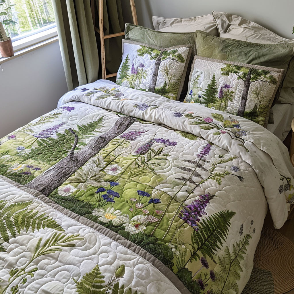 Cottage Foliage Quilted Bedding Set Bedroom Ideas Forest Budget Christmas Gifts For Family