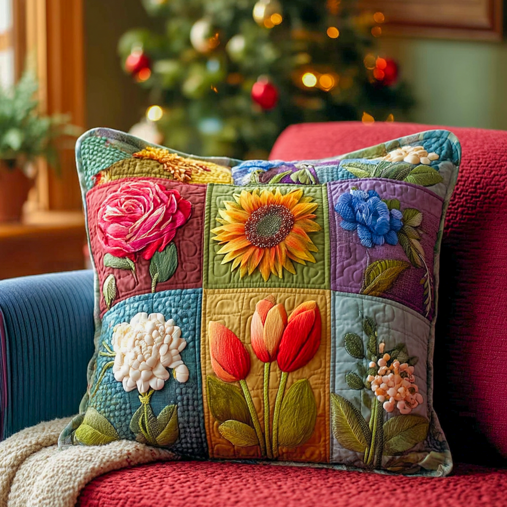 Cottage Garden Quilted Pillow Case Nice Pillow Covers Sunflower Christmas Gift Ideas