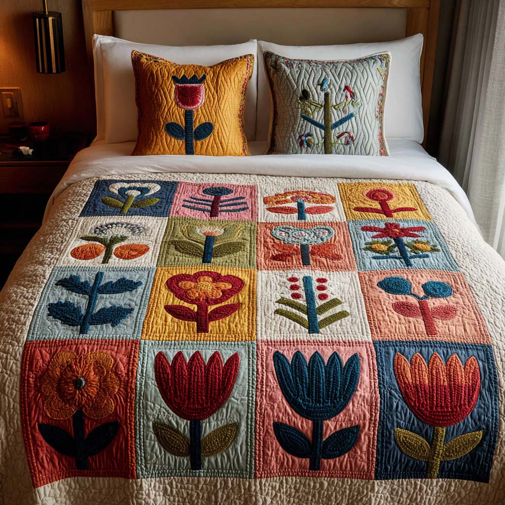 Cottage Meadow Quited Bedding Set Premium Comforter Set for Restful Nights