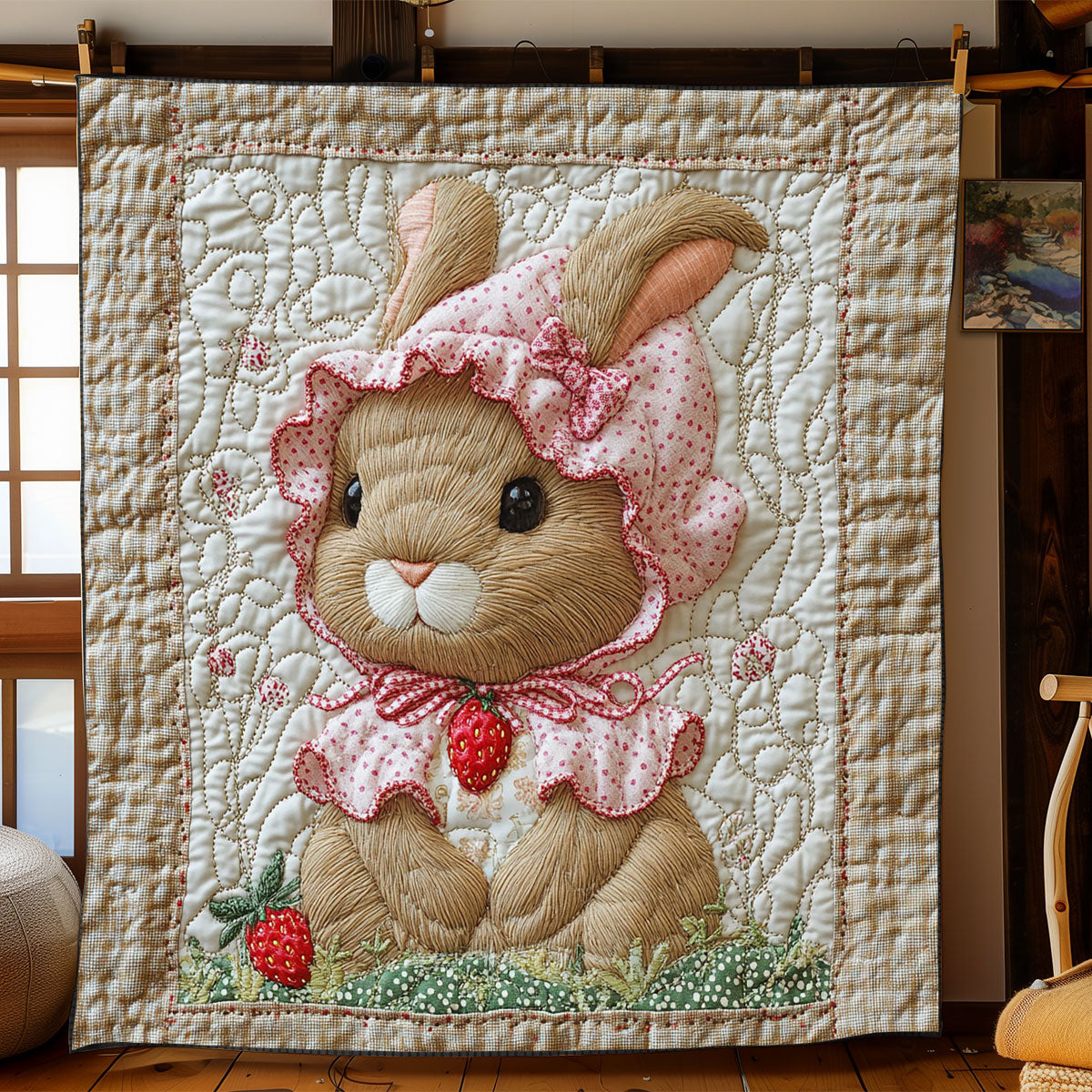 Cottagecore Bunny Quilted Blanket Christmas Throw Blanket Gifts To Daughter From Mom