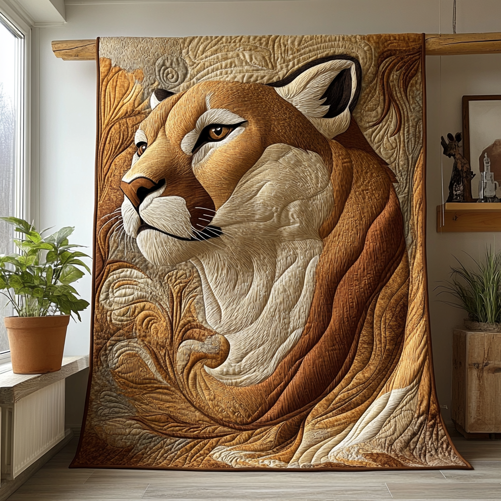 Cougar Charm Quilted Blanket Best Couch Throw Blanket Leopard Print Gifts For Her