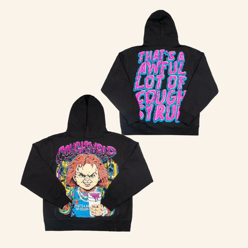 Cough Syrup Merch Chucky Black Hoodie Gifts For Horror Movie Buffs Cough Syrup Merch Chucky Black Hoodie Gifts For Horror Movie Buffs