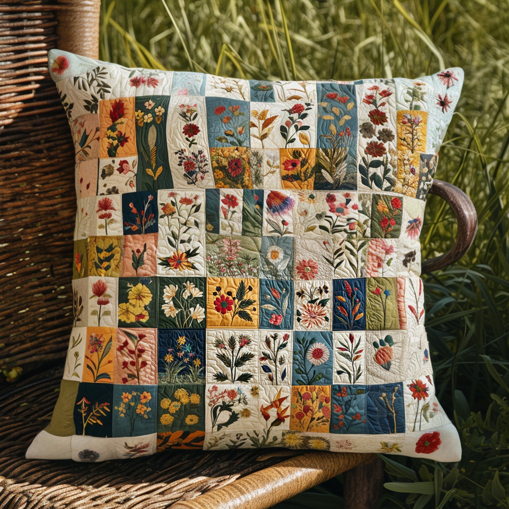 Country Bouquet Quilted Pillow Case Holiday Pillow Covers Christmas Gifts For Flower Lovers