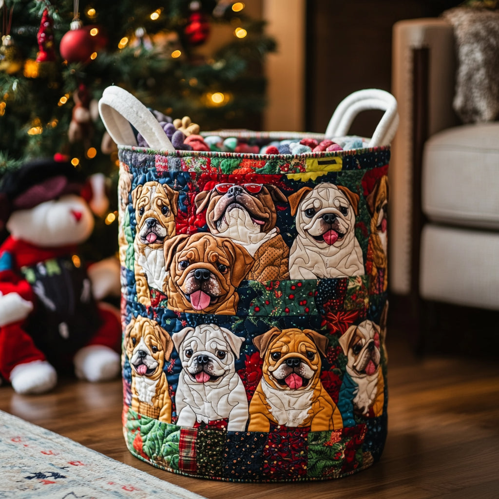 Country Bulldog Quilted Laundry Basket Perfect Quilted Laundry Organizer Gift for the Holidays