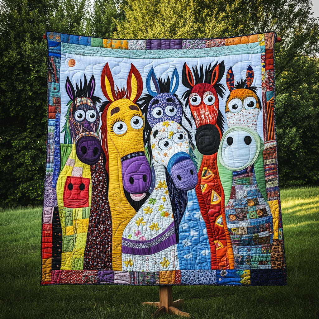 Country Carnival Quilted Blanket Cool Throw Blanket Donkey Themed Gifts