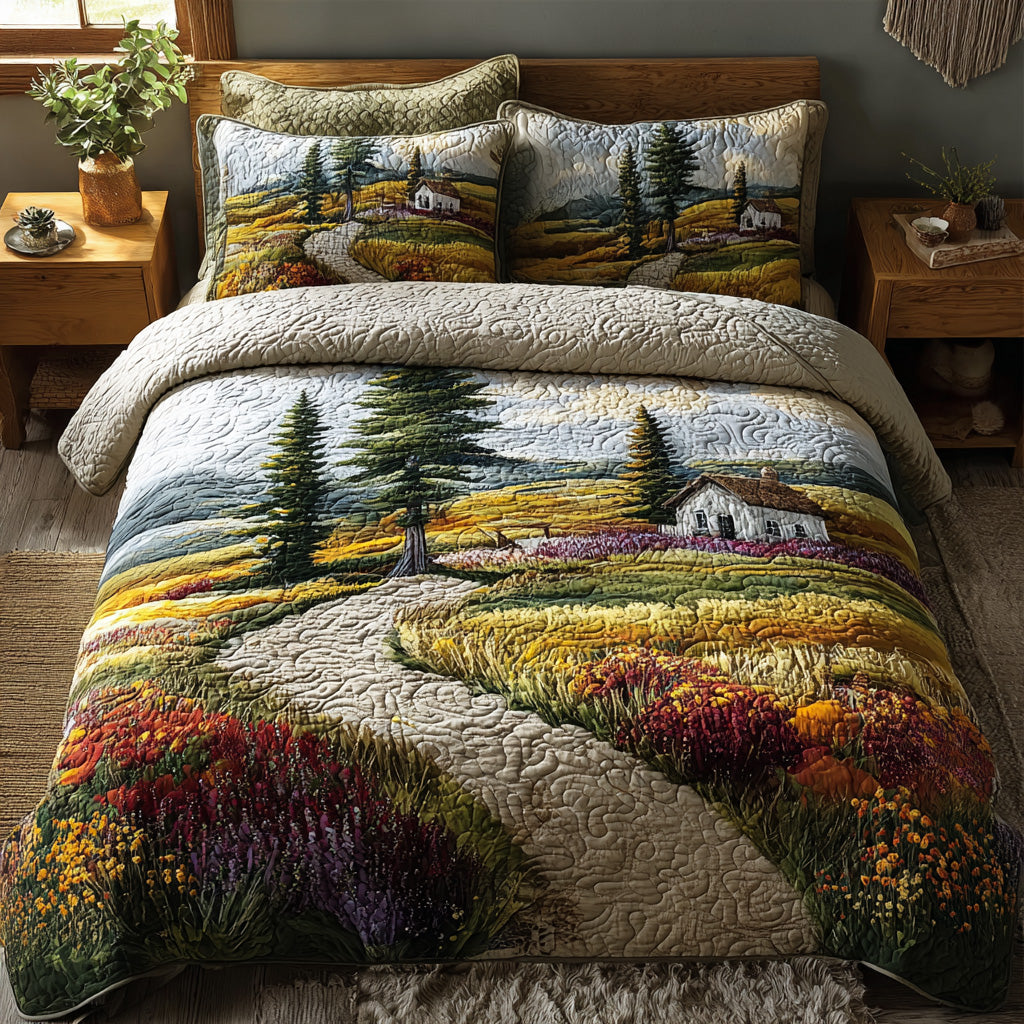 Country Charm Quilted Bedding Set Bed Decor Christmas Presents For Mum