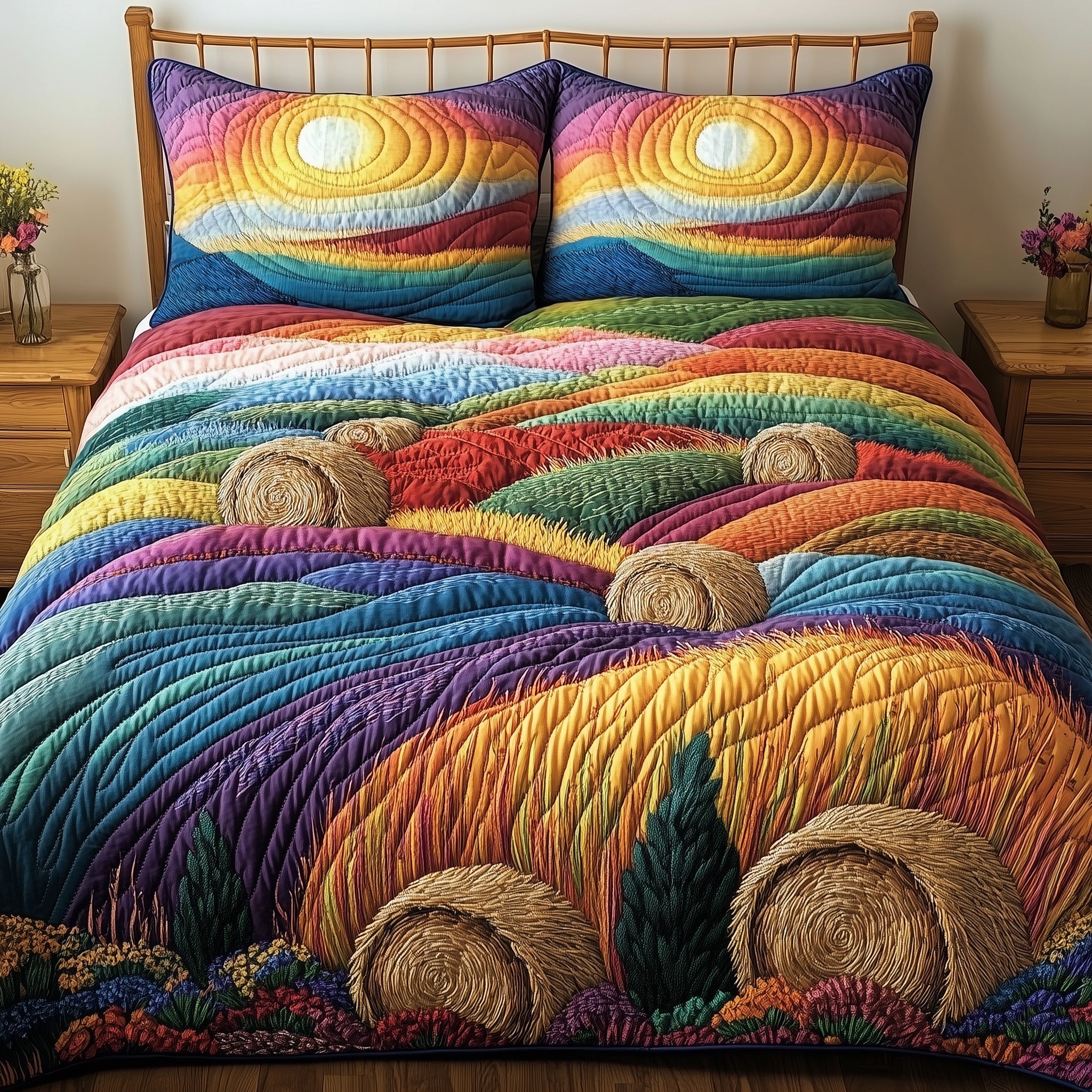 Country Charm Quilted Bedding Set Duvet Cover Bed Sheet Christmas Gift Family Exchange Ideas