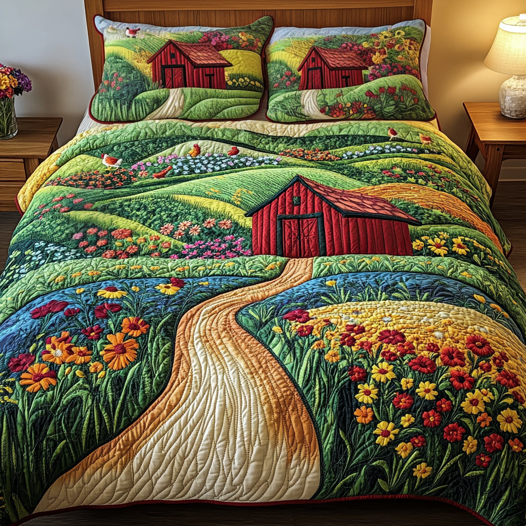 Country Charm Quilted Bedding Set Farmhouse Decor Ideas Best Secret Santa Gifts