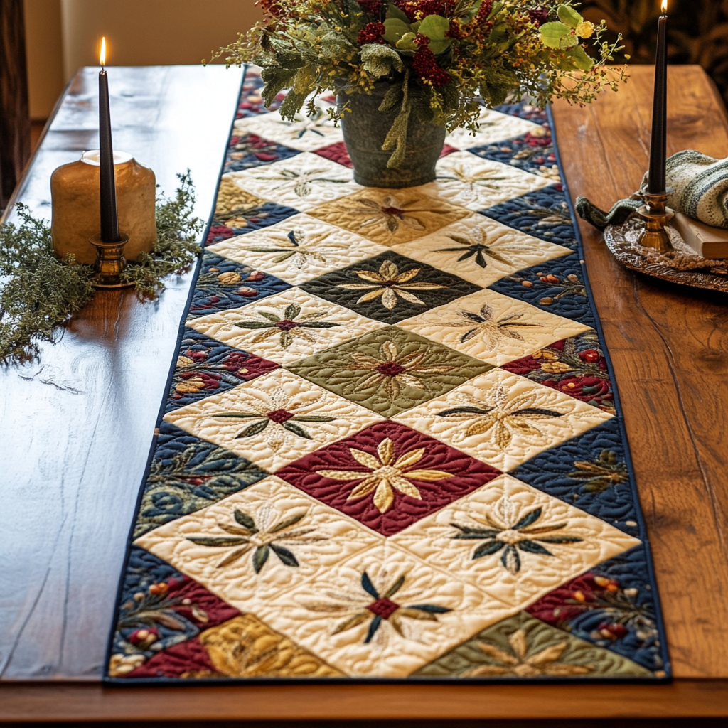 Country Charm Quilted Table Runner Kitchen Table Decor Unique Native American Gifts