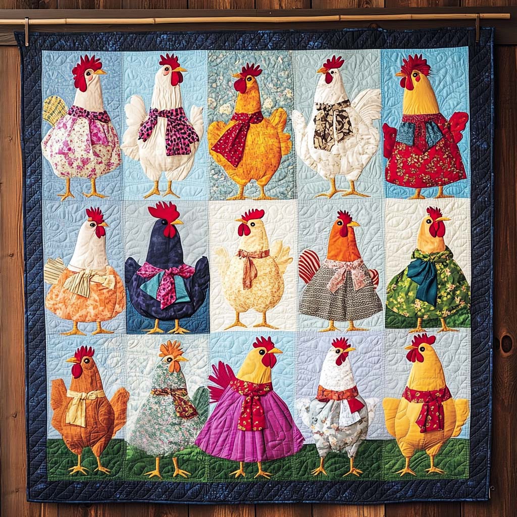 Country Chickens Quilted Blanket Presents For Chicken Love
