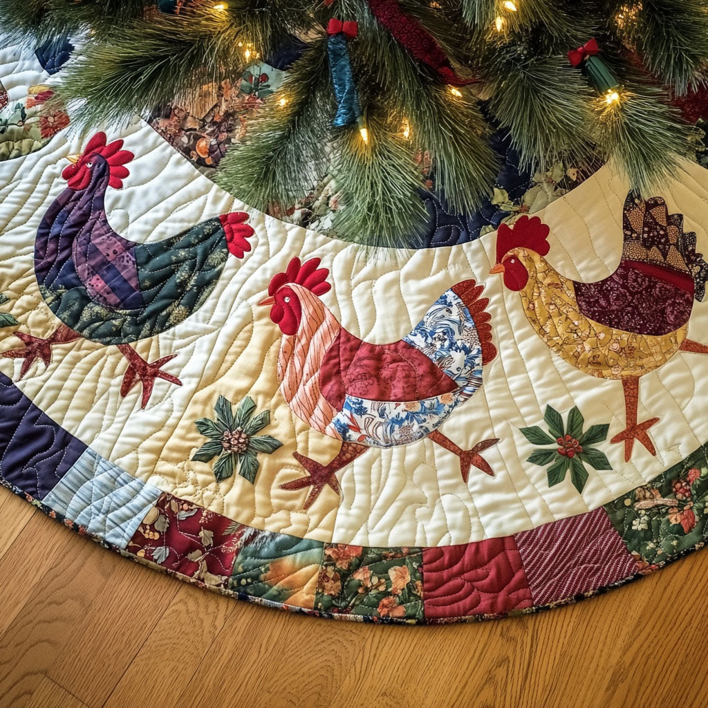 Country Christmas Quilted Christmas Tree Skirt Seasonal Gift Merch for Festive Homes
