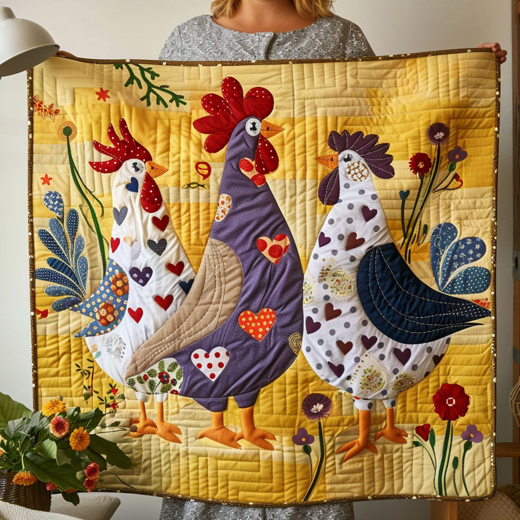 Country Cluck Quilted Blanket Chicken Lover Presents