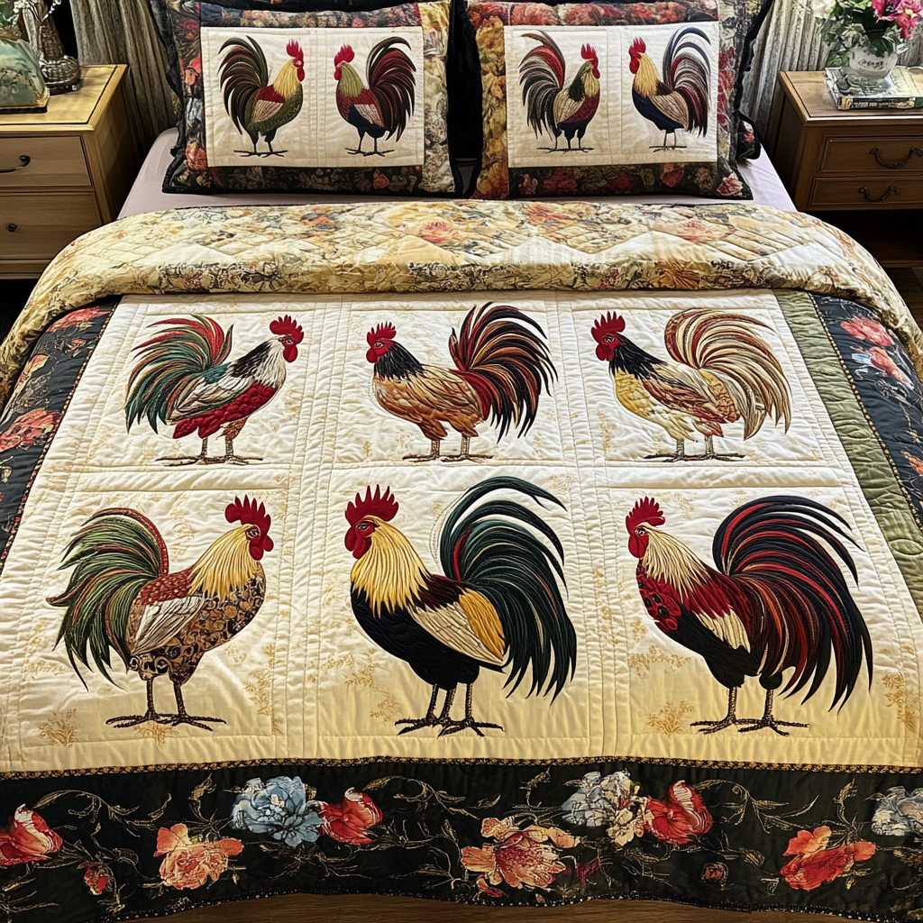 Country Comfort Quilted Bedding Set Elegant Bed Linen Set for Cozy Nights
