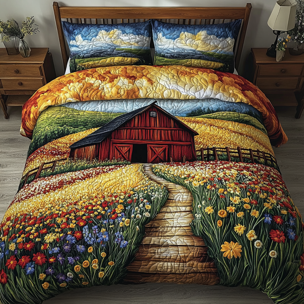 Country Comfort Quilted Bedding Set Farmhouse Bedroom Idea Christmas Gifts For Mum