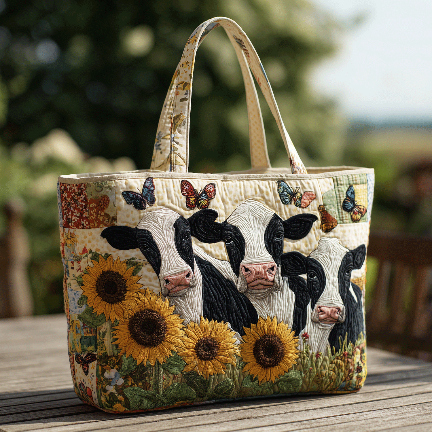 Country Cow Quilted Tote Bag Gifts For Cattle Lovers