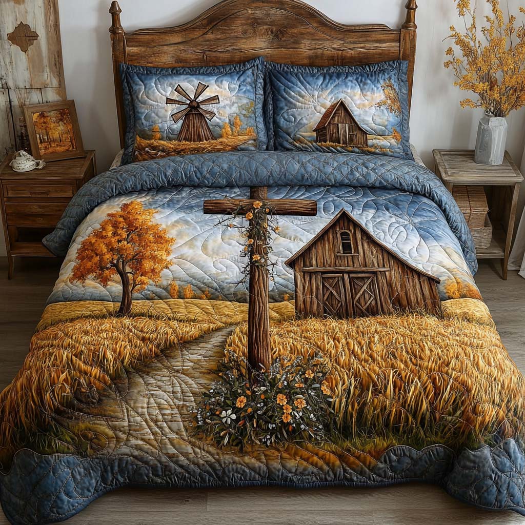 Country Crosswalk Quilted Bedding Set Best Bed Sheet Set Best Christian Gifts