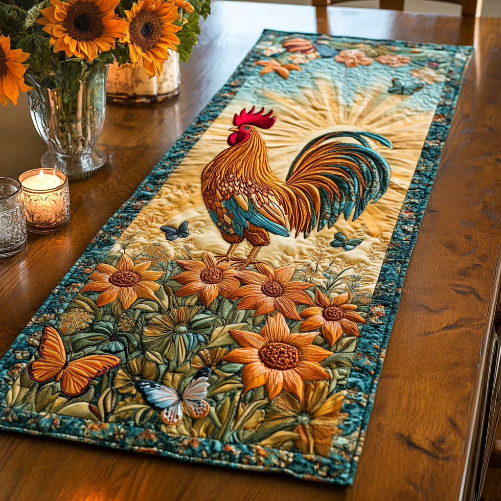 Country Crow Quilted Table Runner Dining Table Decor Gifts For Chicken Wing Lovers