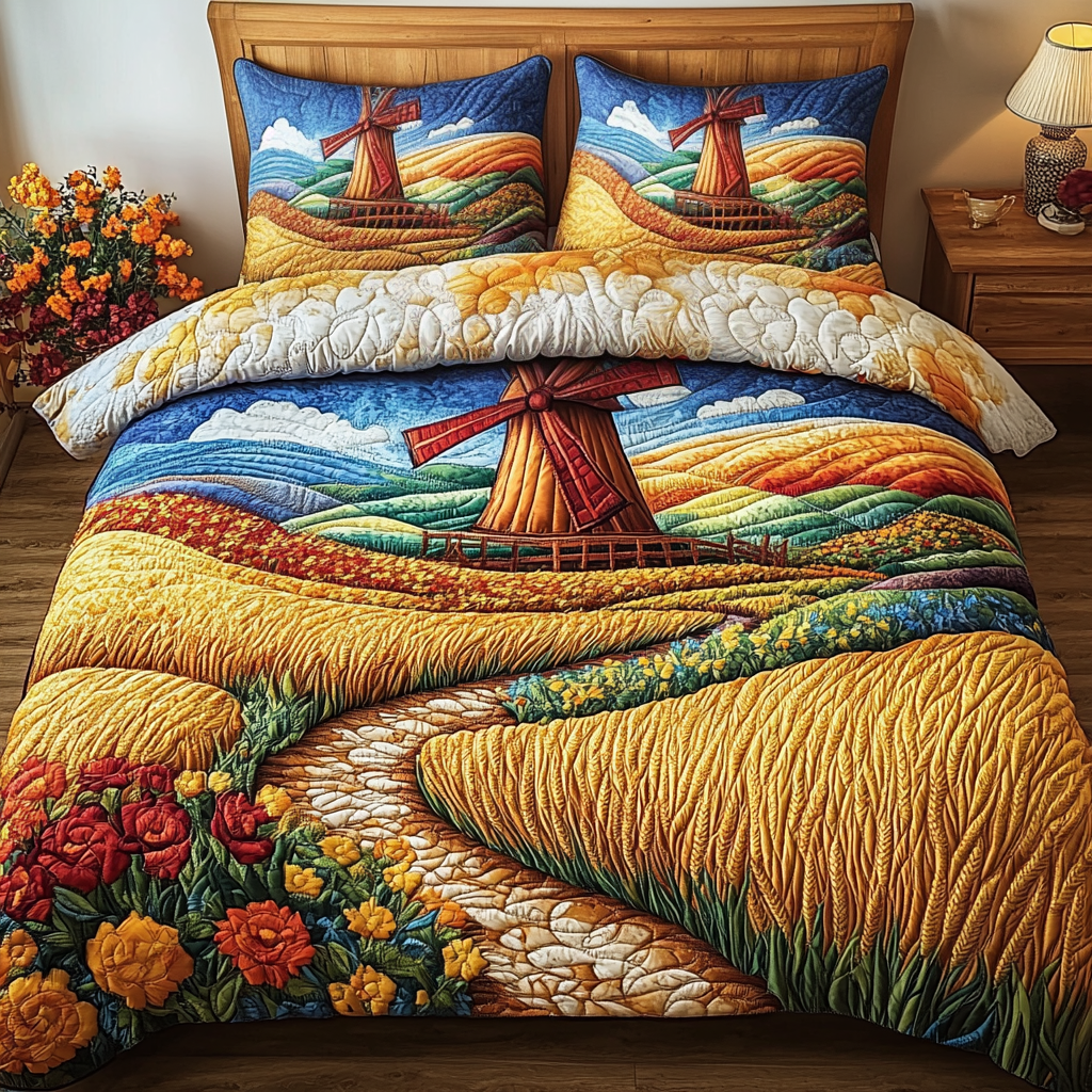 Country Escape Quilted Bedding Set Cozy Comforter Set for Winter Warmth