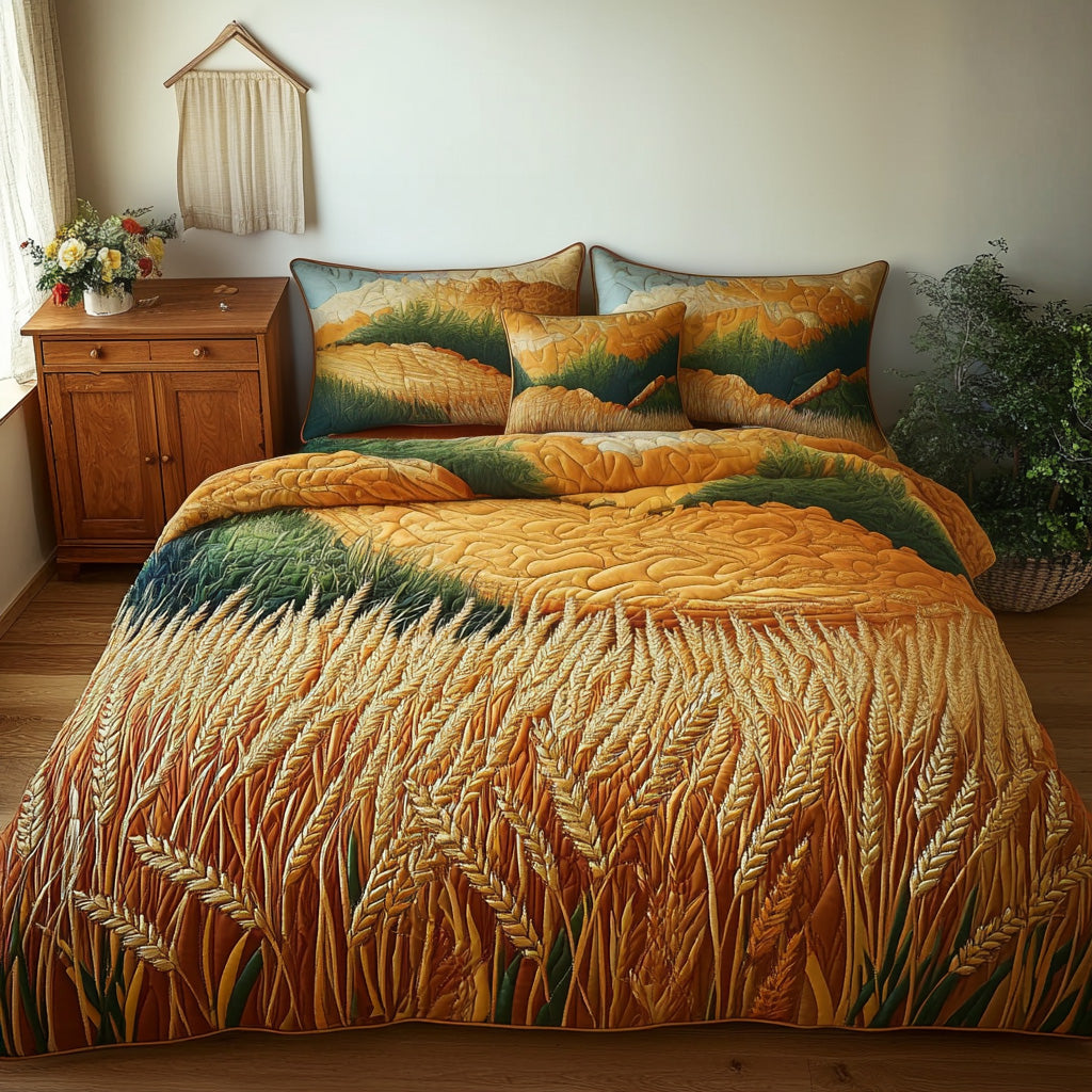 Country Gold Quilted Bedding Set Bed Decorations Cute Fall Gifts