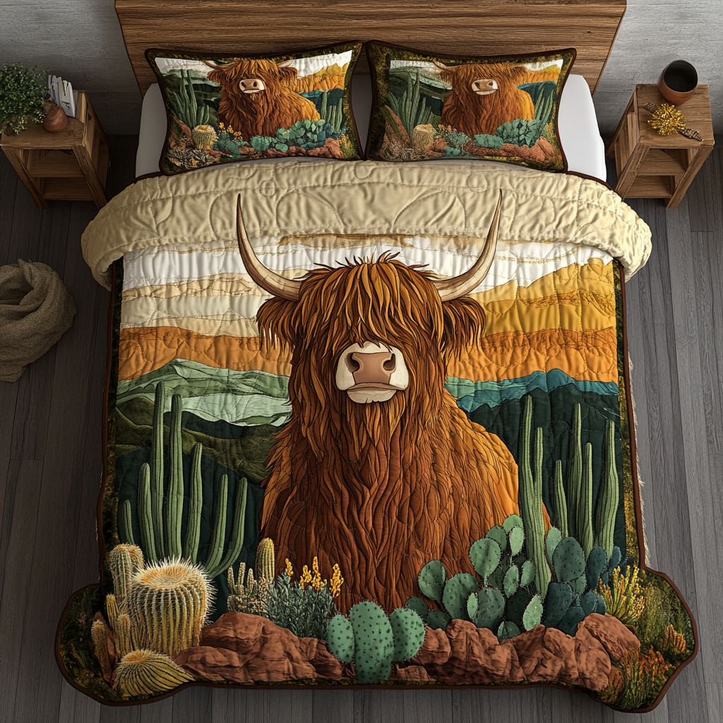 Country Grace Quilted Bedding Set Bedroom Decor Ideas Highland Cattle Gifts