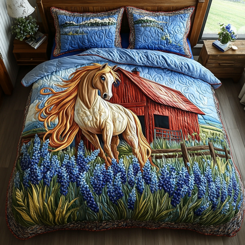 Country Horse Elegance Quilted Bedding Set Cool Bedroom Decor Gifts For The Horse Lover Woman