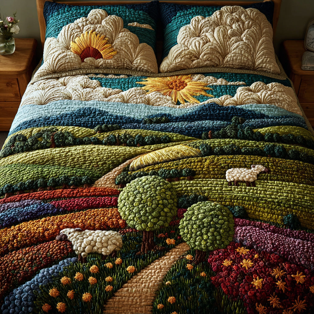 Country Lamb Quilted Bedding Set Unique Bed Sheet Set Christmas Gifts For Him