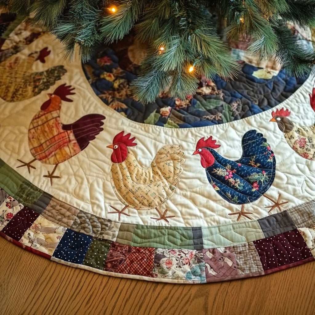 Country Lane Quilted Christmas Tree Skirt Merry And Bright Holiday Decor